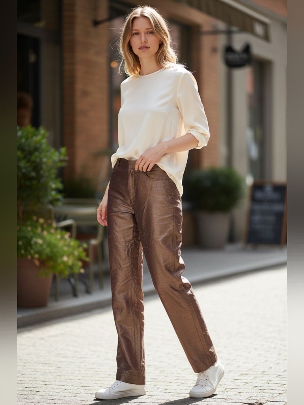 Alfani 100% Silk Iridescent Bronze Dress Pants - Size 16